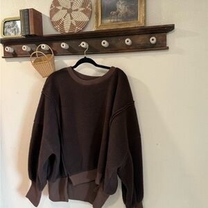 We The Free Dark Brown Crew Neck Sweater